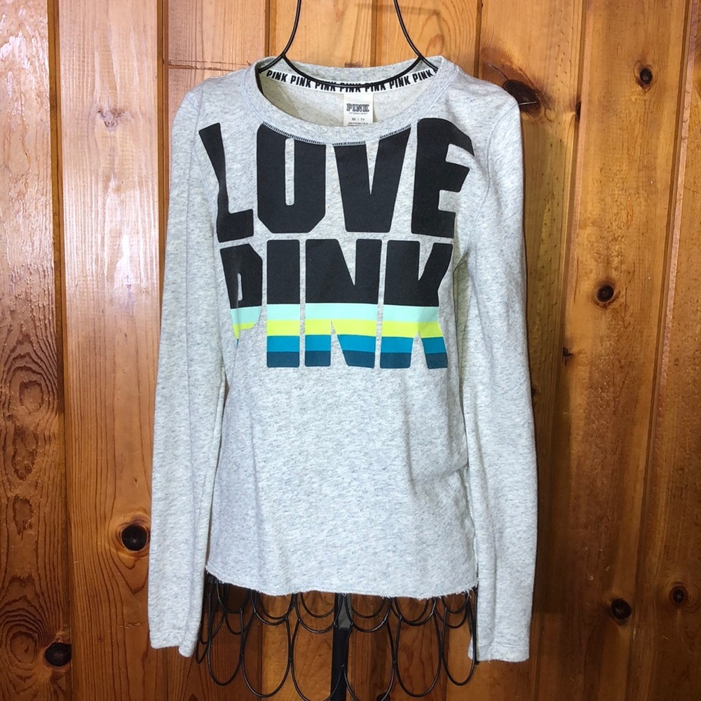 Pink Victoria’s Secret blue and green sweatshirt size XS  LIGHT WEIGHT TOP​